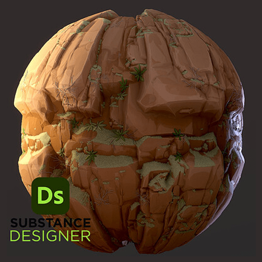 棕色小草悬崖岩石（卡通风格化）.sbs