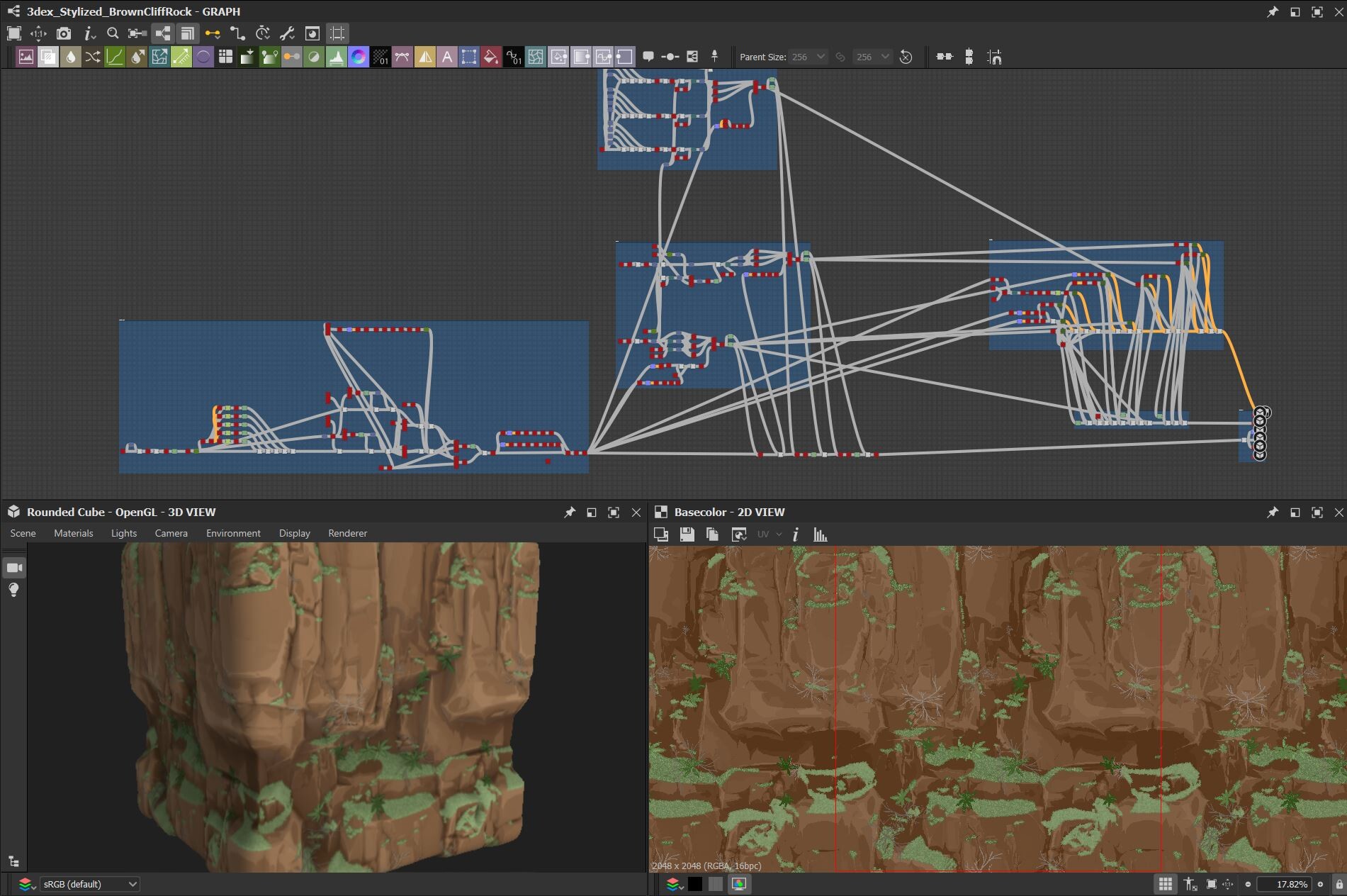 树根缠绕破损地板砖块（卡通风格化）.sbs