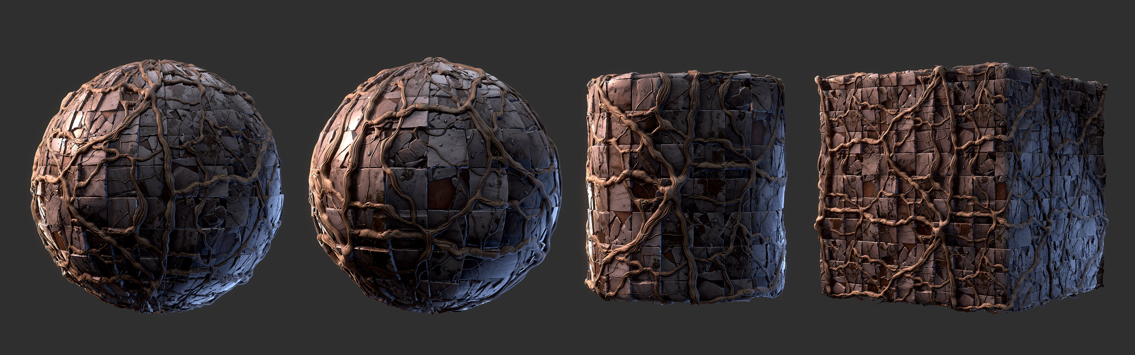 树根缠绕破损地板砖块（卡通风格化）.sbs