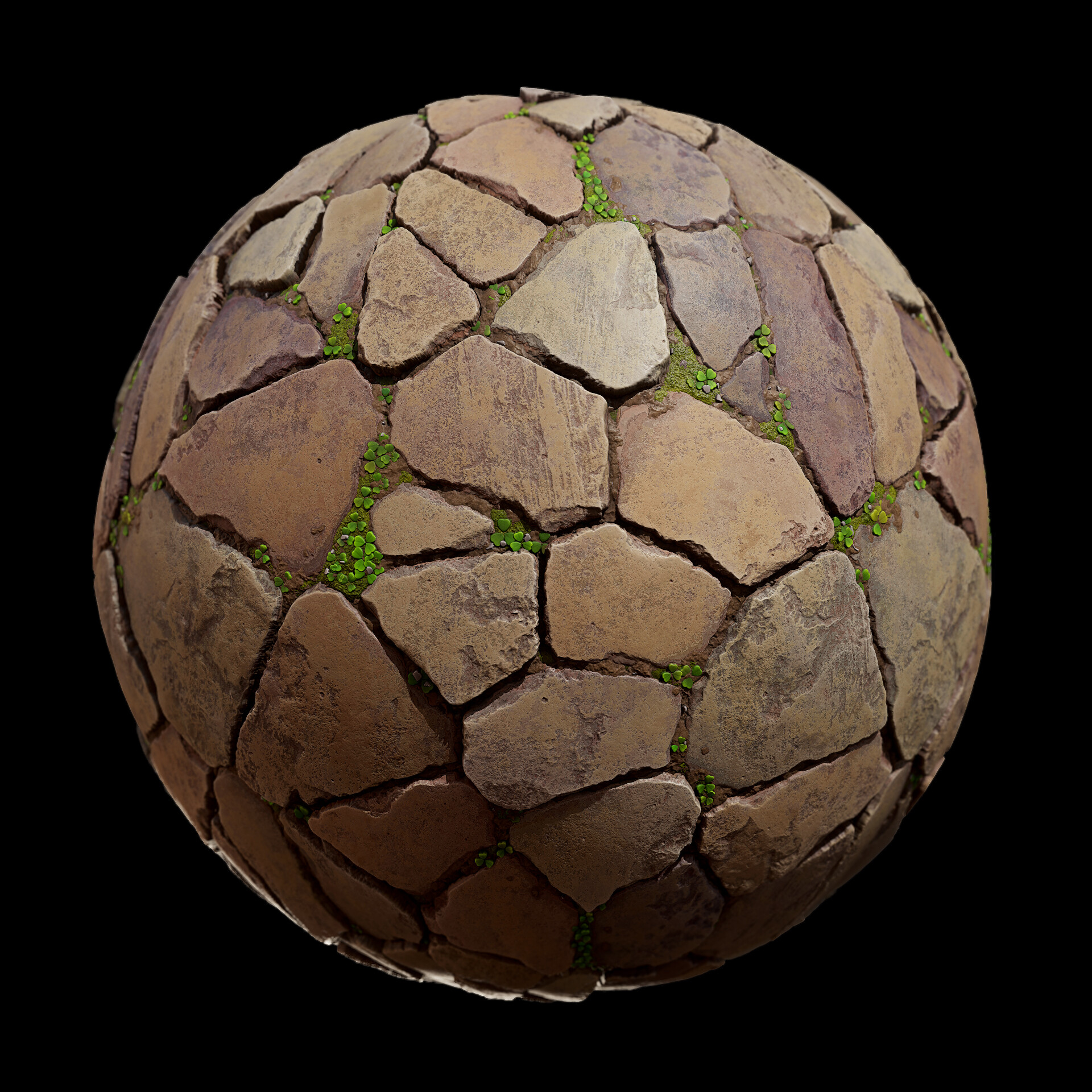 碎裂地砖缝隙长草地面（写实）.sbs