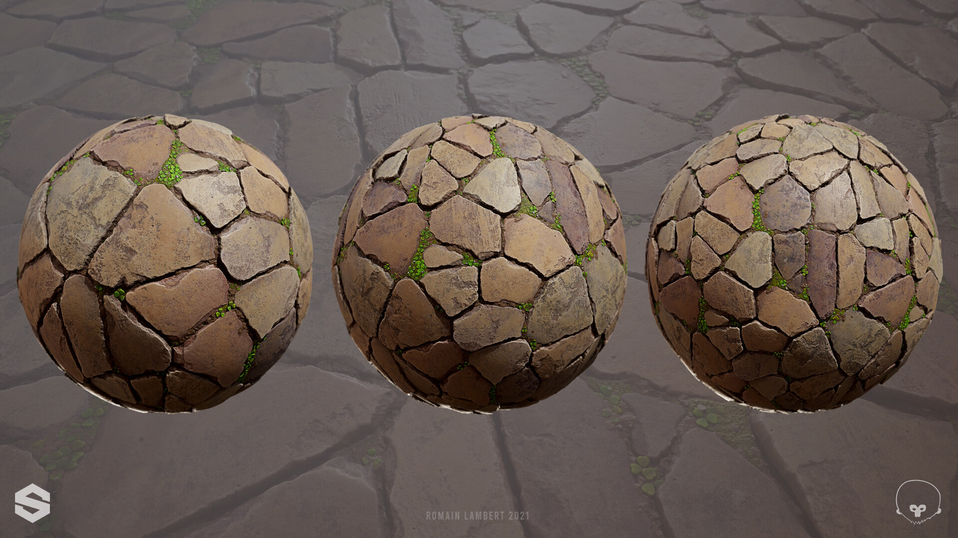 碎裂地砖缝隙长草地面（写实）.sbs