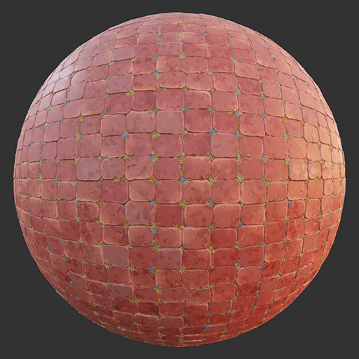 红色方砖瓷砖地面石砖路面（卡通风格化）.sbs