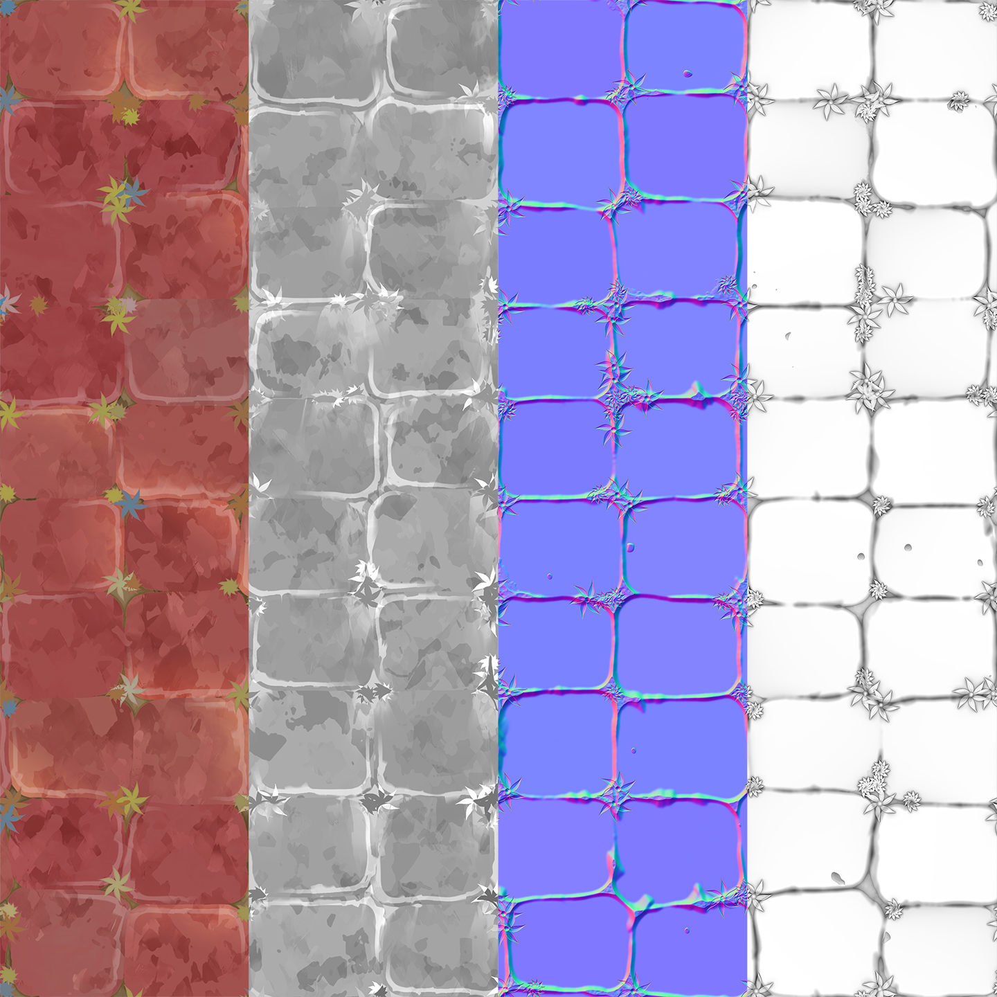 红色方砖瓷砖地面石砖路面（卡通风格化）.sbs