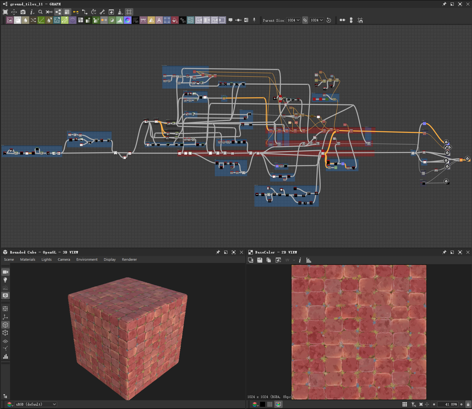 红色方砖瓷砖地面石砖路面（卡通风格化）.sbs